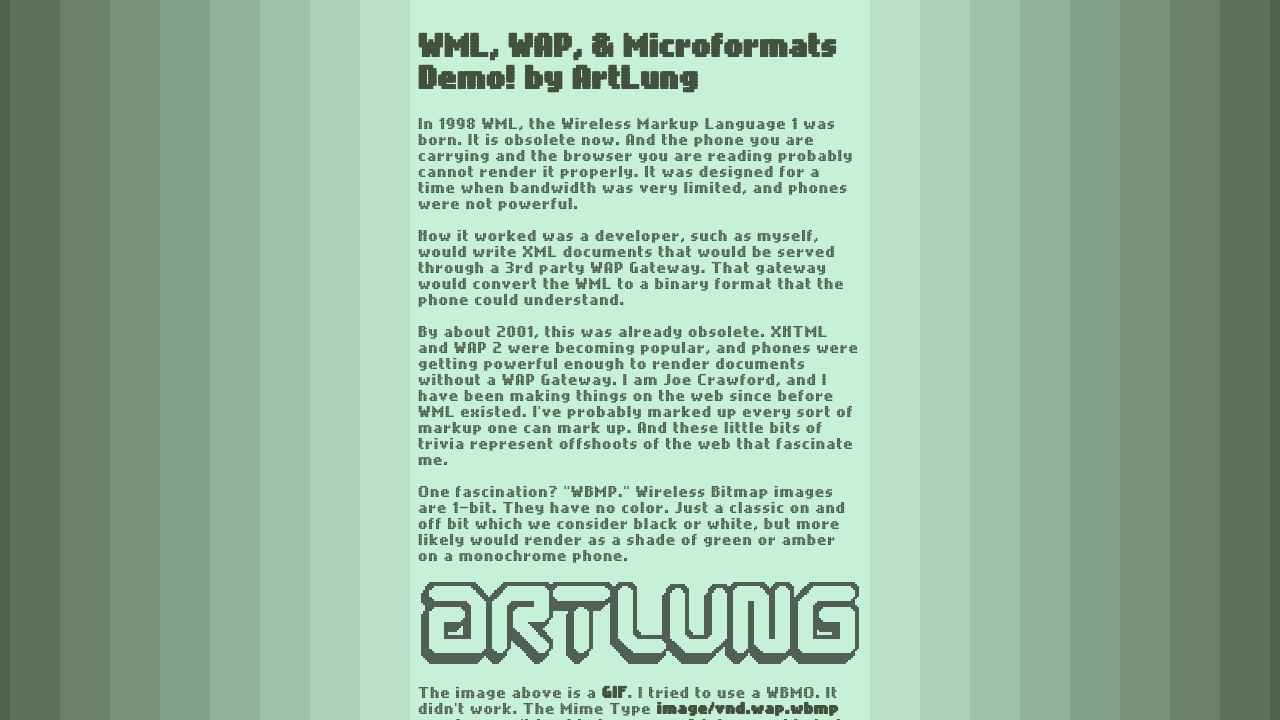 WML, WAP, & Microformats Demo! by ArtLung