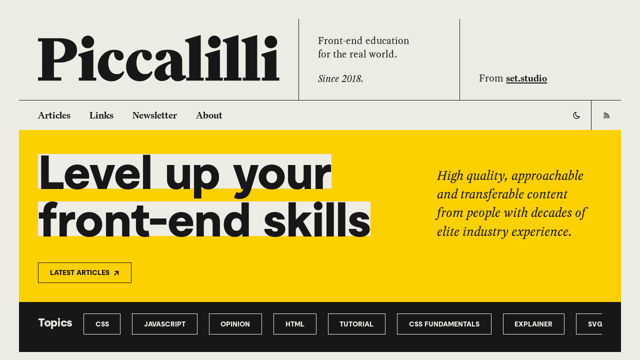 Piccalilli - level up your front-end development skills