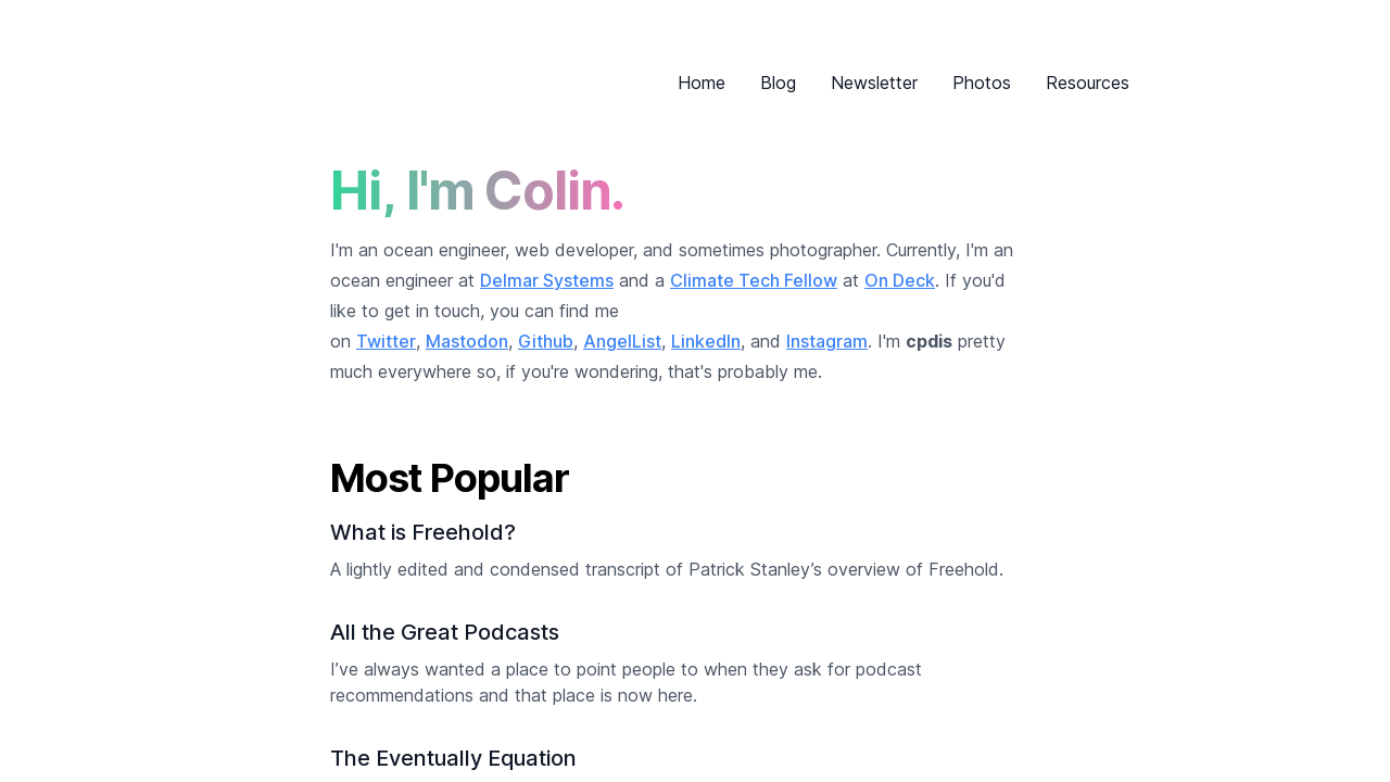 Colin Dismuke – Ocean engineer, developer, photographer.