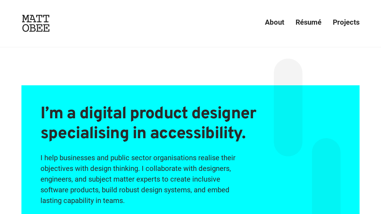 Matt Obee - digital product designer specialising in accessibility